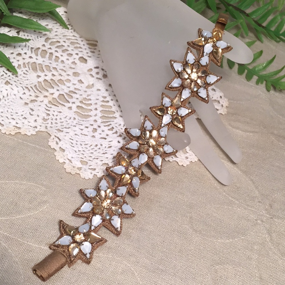 Vintage Handcrafted Rhinestone Bracelet Prong Set Stones Victorian Boho